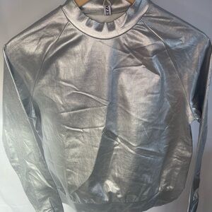 Uoozee Metallic Silver Sweatshirt, NWT, Size M
